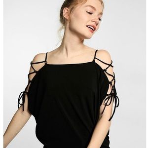 Express lace up shoulder top
